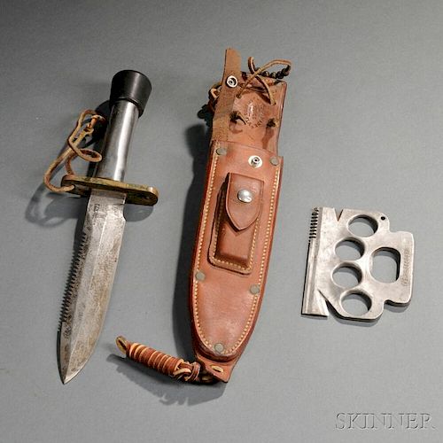 Randall Model 18 Attack and Survival Knife with Scabbard, and a Survival Tool