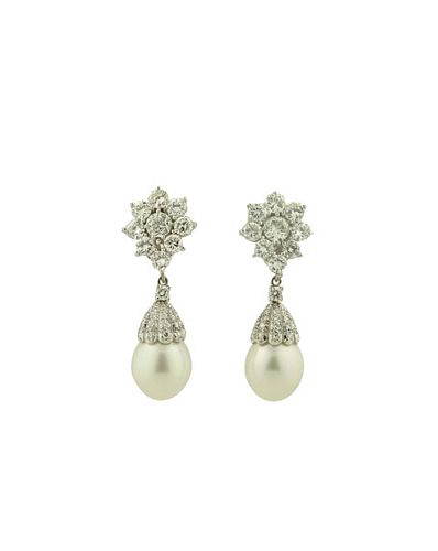 8.25ct Diamond And South Sea Pearl Earrings