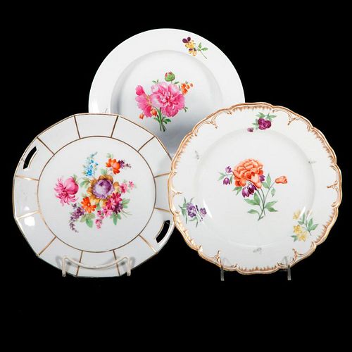 Three Porcelain Plates all with Florals.