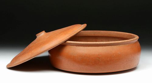 Roman Redware Pottery Lidded Serving Vessel