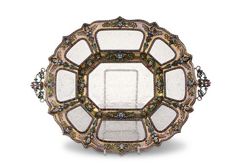 Viennese Silver Gilt Rock Crystal Tray 