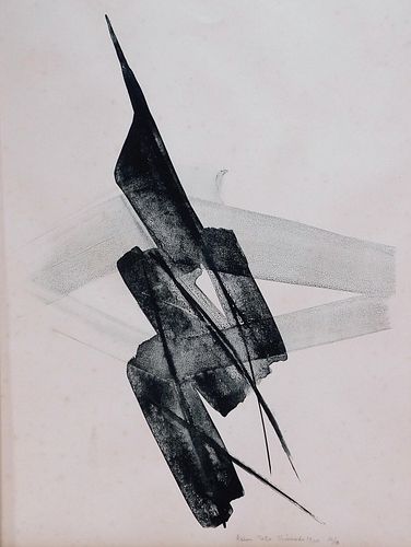 Toko Shinoda Rain Expressionist Lithograph