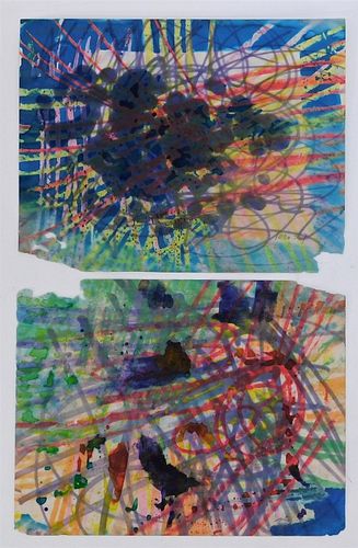 Pair Taro Yamamoto Abstract Expressionist Drawings