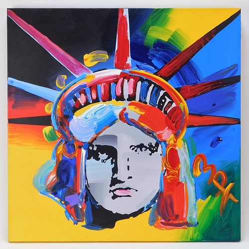 Authentic Peter Max Liberty Head Pop Art Painting