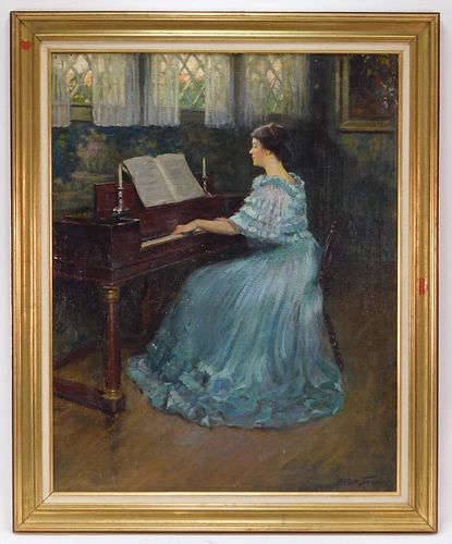 Abbott Graves Impressionist Woman Pianist Painting
