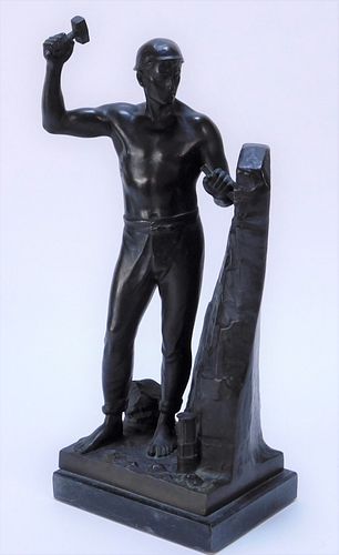 Alfred Reichel Bronze Sculpture of Iron Worker
