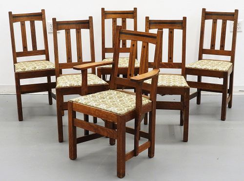 6PC Limbert #1171 Ebon-Oak Mission Dining Chairs