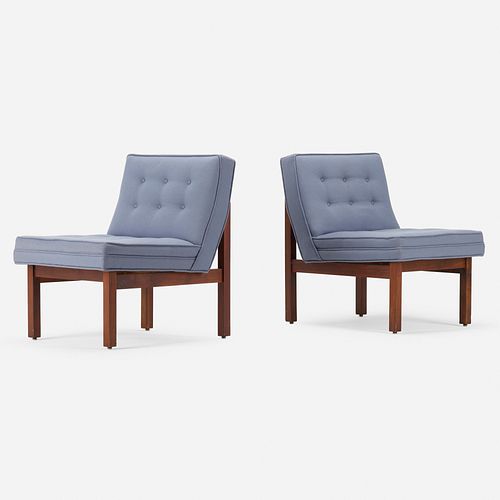 In the manner of Florence Knoll, lounge chairs, pair