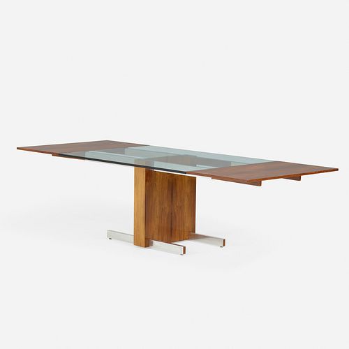 Vladimir Kagan, Glass Top Extension dining table, model 6705