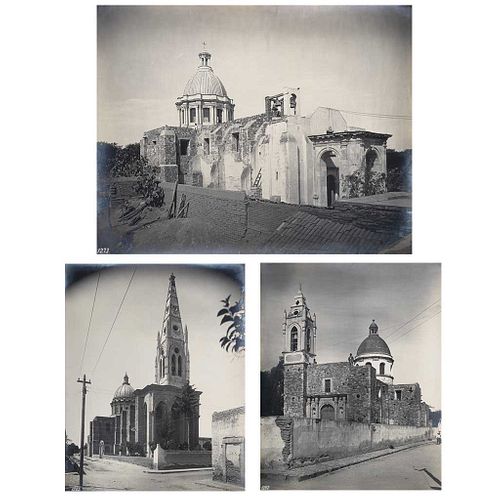 GUILLERMO KAHLO, Dolores, Hidalgo, Guanajuato, Unsigned, Silver / gelatin on paper on canvas, 13.5 x 10.6" (34.5 x 27 cm) each, Pieces:3