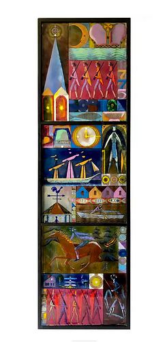 Rare Kay Whitcomb Enamel Triptych Panel Paul Reveres Midnight Ride