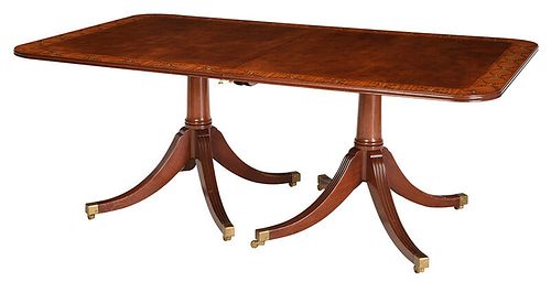 George III Style Mahogany Two Pedestal Dining Table