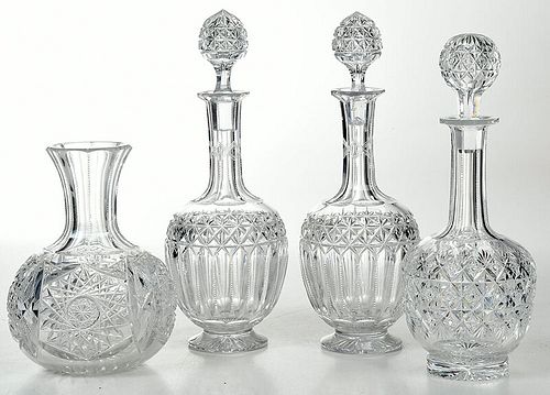 Four Cut Glass Decanters and Carafe