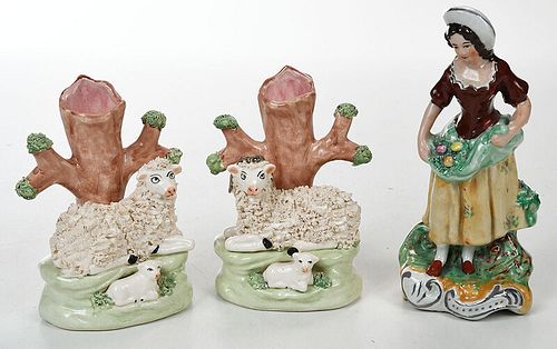 Three Staffordshire Figures and Herend Mouse