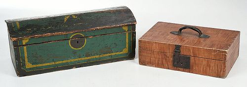 Two Painted Decorated Wooden Boxes