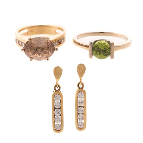 Collection of Gold Rings with Earrings