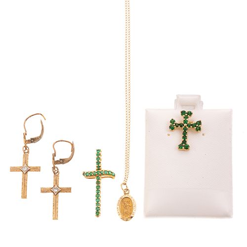 A Collection of Cross Pendants & Earrings in Gold