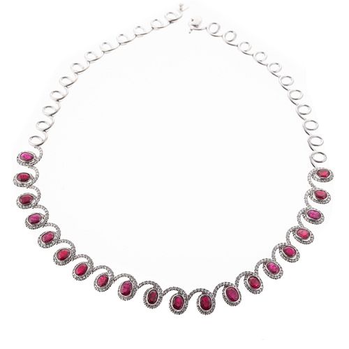A 21.5 ctw Ruby & Diamond Necklace in 18K
