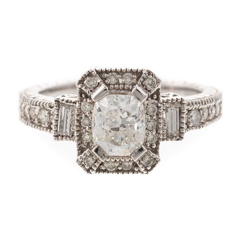 Cushion Cut Diamond Engagement Ring in 14K