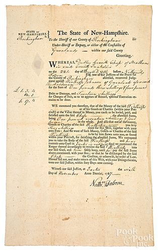 Nathaniel Folsom signed New Hampshire Writ