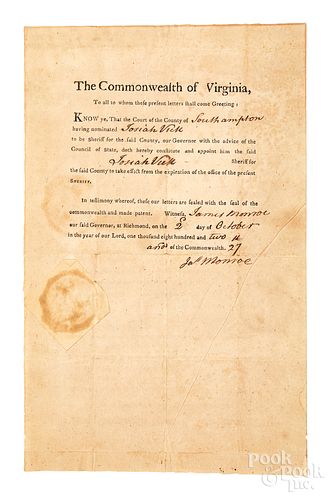 James Monroe signed appointment document