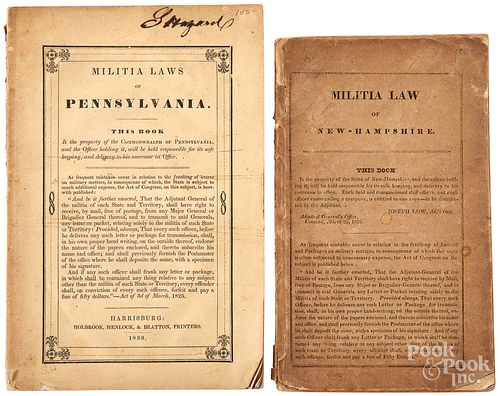 Two printed militia booklets, Pennsylvania 1839