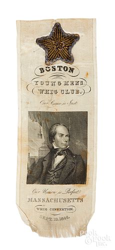 1844 Massachusetts Whig Convention silk ribbon