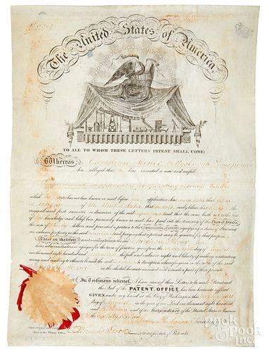 James Buchanan signed vellum patent letter, 1847
