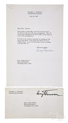 Harry S. Truman signed typed letter, 1967