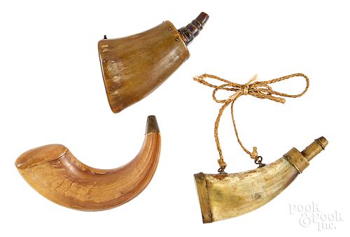 Three powder horns, 19th c.