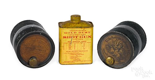 Three gun powder tins, to include two E. I. Dupon