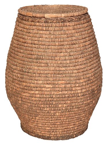 Monumental Coiled Seagrass Lidded Basket