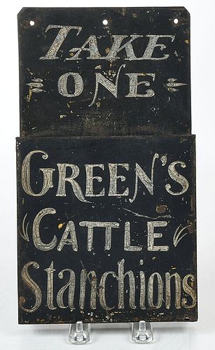 Tole Advertisement Display for Green's Cow Stanchions