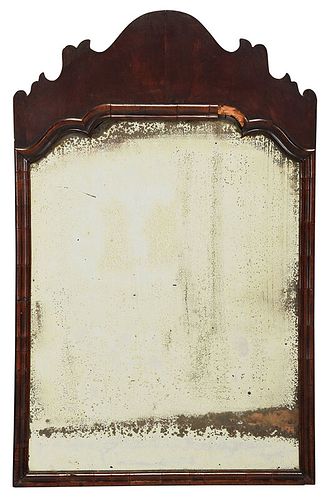 William and Mary Bookmatched Mahogany Mirror