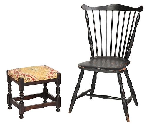 American Windsor Fan Back Side Chair and Stool