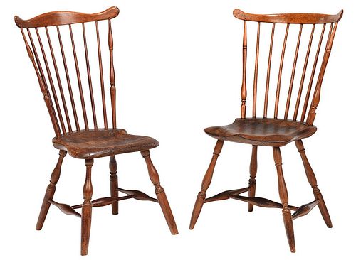Two Similar Fan Back Windsor Side Chairs