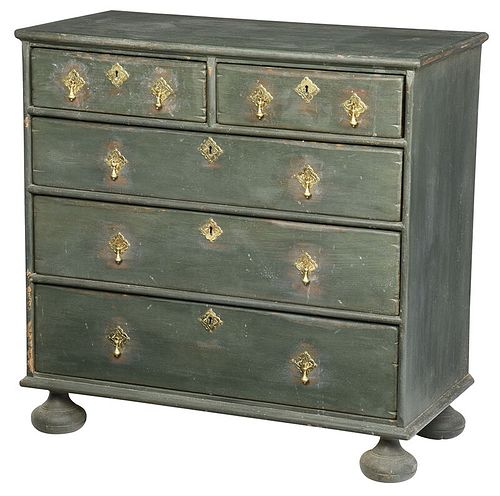 William and Mary Style Five Drawer Chest