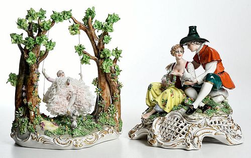 Two Luigi Fabris Porcelain Figural Groups
