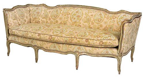 Louis XV Style Painted and Parcel Gilt Sofa