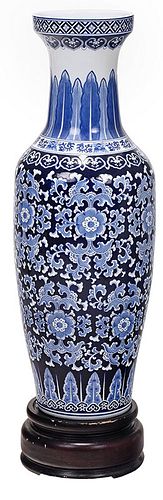Large Blue and White Porcelain Floor Vase