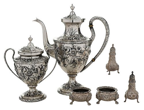 Six Kirk Repousse Sterling Pieces