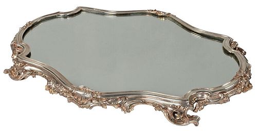 Large Silver Plated Mirror Plateau