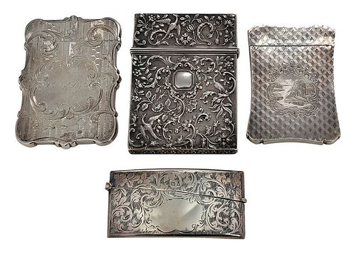 Four American and English Silver Card Cases
