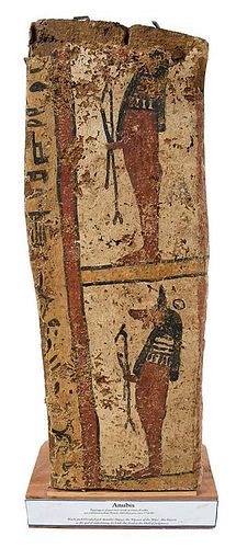 Egyptian Polychromed Gesso on Wood Stele Fragment