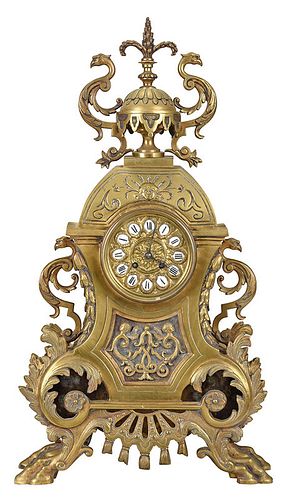 AD Mougin Brass Mantel Clock