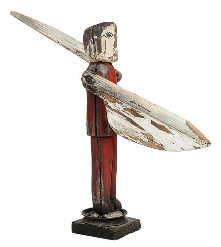 Folk Art Carved and Painted Figural Whirligig