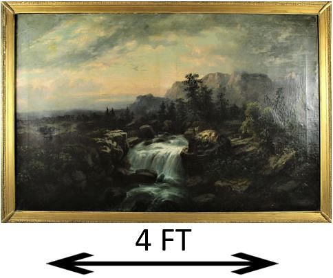 Monumental 19th C Western Landscape Oil/Canvas