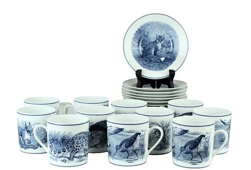 (25) Hermes "Animalia" Cups and Plates