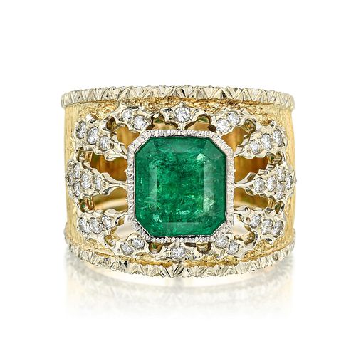 Mario Buccellati Emerald and Diamond Ring
