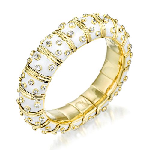 Tiffany & Co. Schlumberger Enamel and Diamond Bracelet